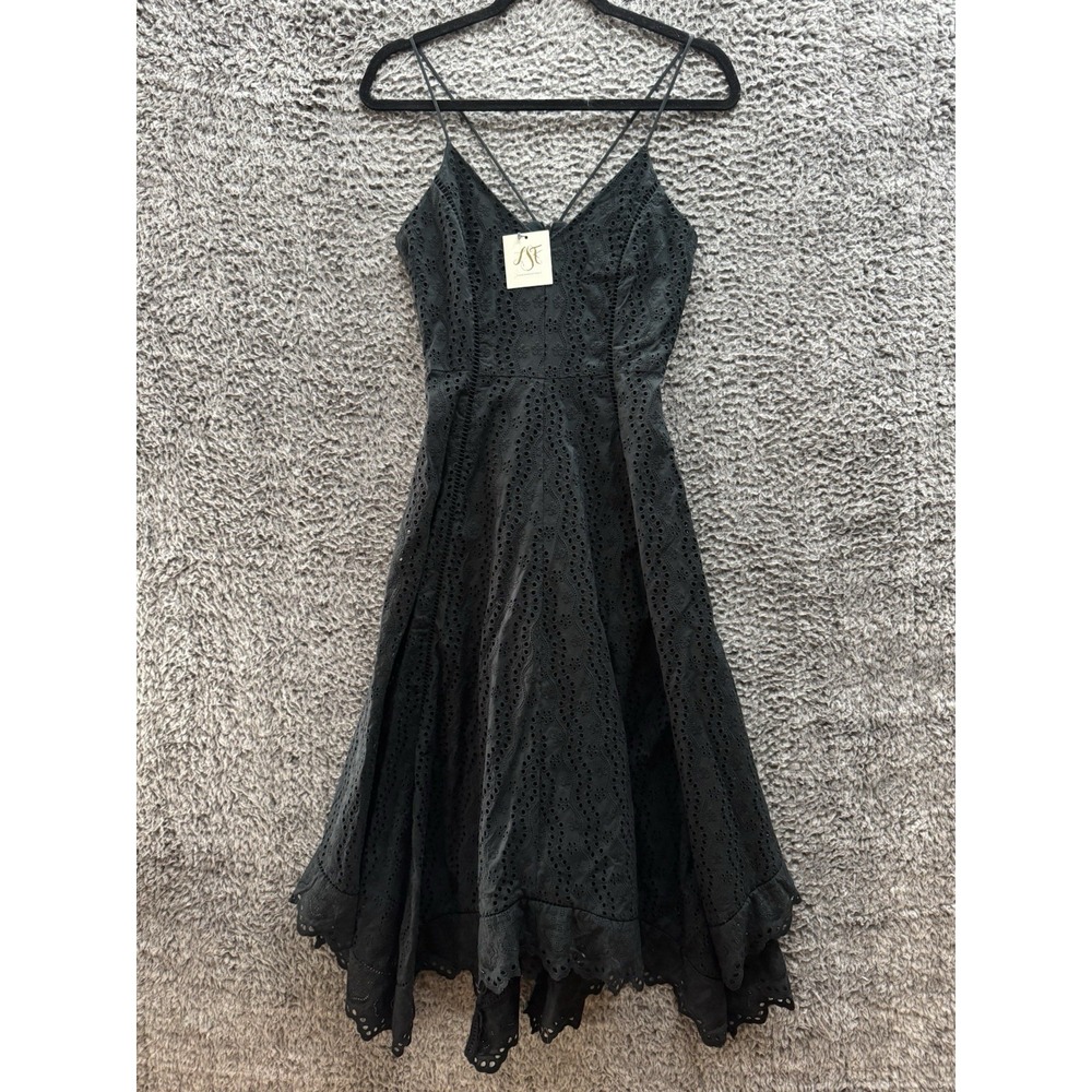 New LoveShackFancy Melody Broderie Anglaise Midi Dress Black Size 1/S